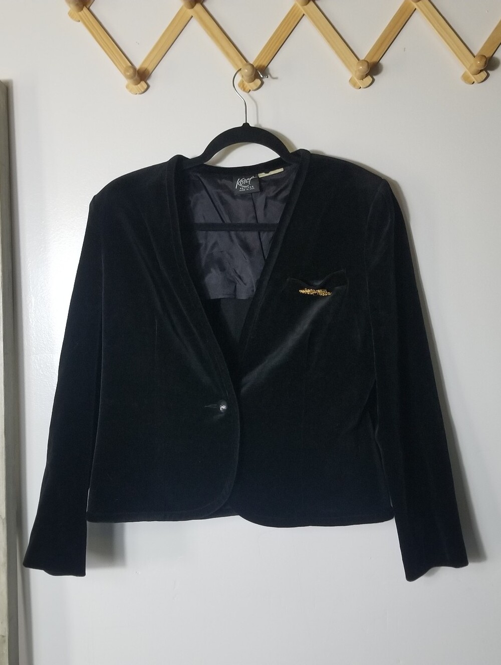 KORET WOMEN'S BLACK VINTAGE SINGLE-BUTTON BLAZER JACKET SIZE 10 PETITE